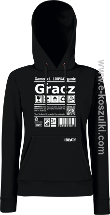 Gracz GAMER - bluza z kapturem damska czarna