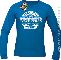 Prawdziwi Królowie rodzą się w Czerwcu - longsleeve męski niebieski