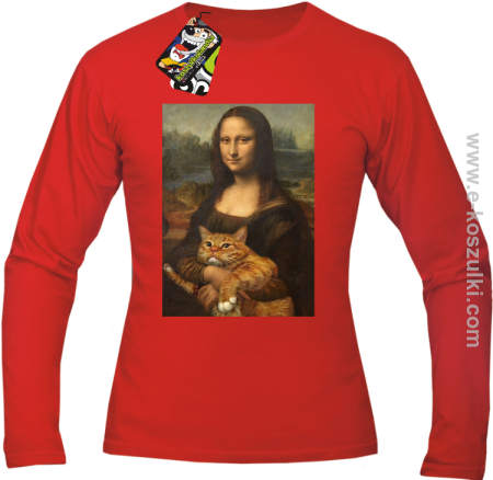 Mona Lisa z kotem - longsleeve męski 