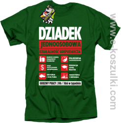 DZIADEK - Jednoosobowa działalność gospodarcza - koszulka męska zielona 