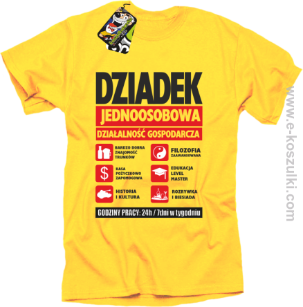 DZIADEK - Jednoosobowa działalność gospodarcza - koszulka męska żółta