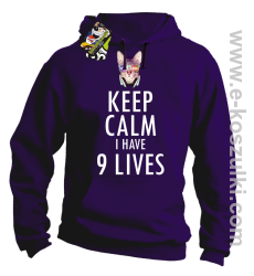 Keep Calm I Have 9 Lives CatDisco - bluza z kapturem fioletowa