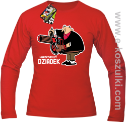 Hardkorowy Dziadek z karabinem maszynowym - Longsleeve męski CZERWONY