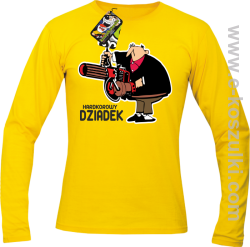 Hardkorowy Dziadek z karabinem maszynowym - Longsleeve męski ŻÓŁTY