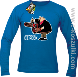 Hardkorowy Dziadek z karabinem maszynowym - Longsleeve męski NIEBIESKI 