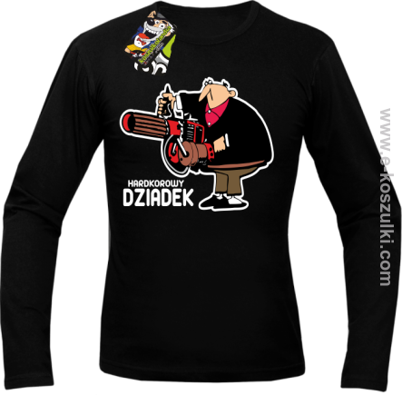 Hardkorowy Dziadek z karabinem maszynowym - Longsleeve męski CZARNY