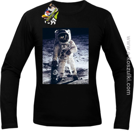 Kosmonauta z deskorolką - longsleeve męski czarny