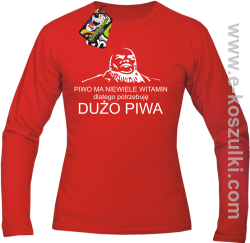 Piwo ma niewiele witamin dlatego potrzebuję dużo piwa - Longsleeve męski czerwony 