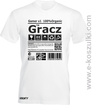 Gracz GAMER - koszulka męska V-neck biała