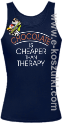 Chocolate is cheaper than therapy - top damski granatowy