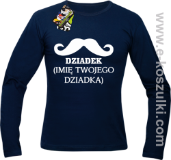 DZIADEK wąs - Longsleeve męski z własnym imieniem granatowy