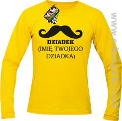 DZIADEK wąs - Longsleeve męski z własnym imieniem żółty 