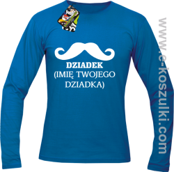 DZIADEK wąs - Longsleeve męski z własnym imieniem niebieski 