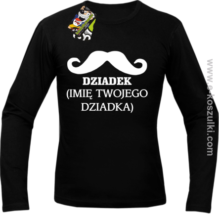 DZIADEK wąs - Longsleeve męski z własnym imieniem czarny 