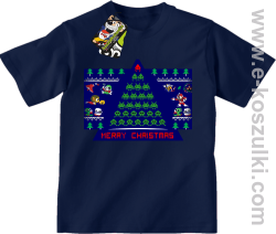 Merry Christmas Retro Games granatowy