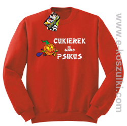 Cukierek albo psikus Hallowen- bluza bez kaptura czerwona 