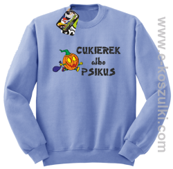 Cukierek albo psikus Hallowen- bluza bez kaptura błękitna 