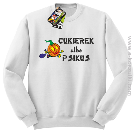 Cukierek albo psikus Hallowen- bluza bez kaptura biała 