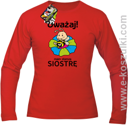 Uważaj mam starszą siostrę SERIA PSZCZÓŁKI - longsleeve męski czerwony