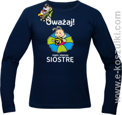 Uważaj mam starszą siostrę SERIA PSZCZÓŁKI - longsleeve męski granatowy