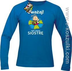 Uważaj mam starszą siostrę SERIA PSZCZÓŁKI - longsleeve męski niebieski