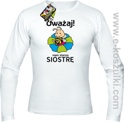 Uważaj mam starszą siostrę SERIA PSZCZÓŁKI - longsleeve męski biały