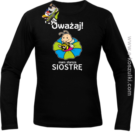 Uważaj mam starszą siostrę SERIA PSZCZÓŁKI - longsleeve męski czarny