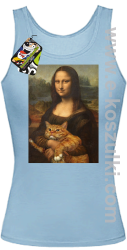 Mona Lisa z kotem - top damski błękitny