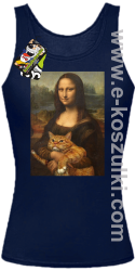 Mona Lisa z kotem - top damski granatowy