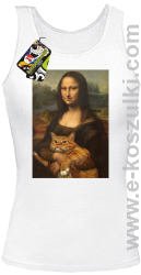 Mona Lisa z kotem - top damski biały