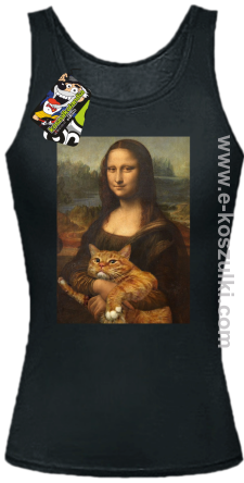 Mona Lisa z kotem - top damski czarny