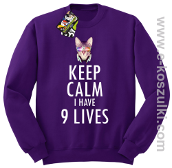 Keep Calm I Have 9 Lives CatDisco - bluza bez kaptura STANDARD fioletowa