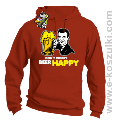 Dont worry beer happy - bluza z kapturem pomarańczowa