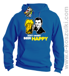 Dont worry beer happy - bluza z kapturem niebieska