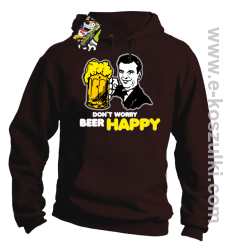 Dont worry beer happy - bluza z kapturem brązowa