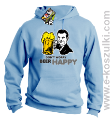 Dont worry beer happy - bluza z kapturem błękitna