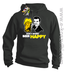 Dont worry beer happy - bluza z kapturem szara