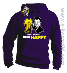 Dont worry beer happy - bluza z kapturem fioletowa