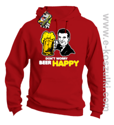 Dont worry beer happy - bluza z kapturem czerwona