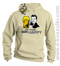 Dont worry beer happy - bluza z kapturem beżowa