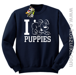 I Love Puppies - bluza bez kaptura granatowa