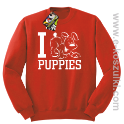 I Love Puppies - bluza bez kaptura czerwona