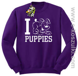 I Love Puppies - bluza bez kaptura fioletowa