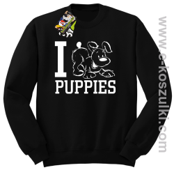 I Love Puppies - bluza bez kaptura czarna