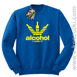 Alcohol i love it bottles - bluza z nadrukiem bez kaptura niebieska 