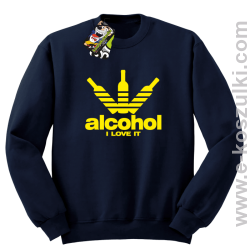 Alcohol i love it bottles - bluza z nadrukiem bez kaptura granatowa