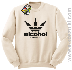 Alcohol i love it bottles - bluza z nadrukiem bez kaptura beżowa