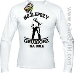 Nojlepszy grubiorz na dole - longsleeve męski biały