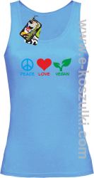 Peace Love Vegan - top damski błękitny