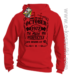 Legends were born in October Aged Perfectly Life Begins - z własną personalizacją - bluza z kapturem czerwona